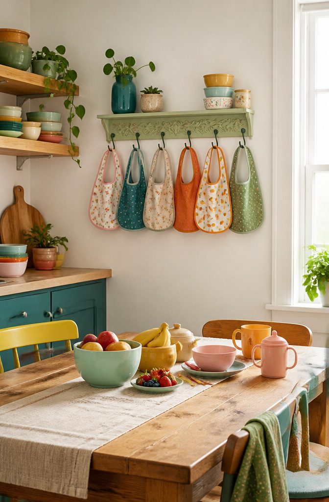 20 Baby Accessories Must Have Items for New Parents (2026) 9 An array of baby bibs in playful patterns on a rack.