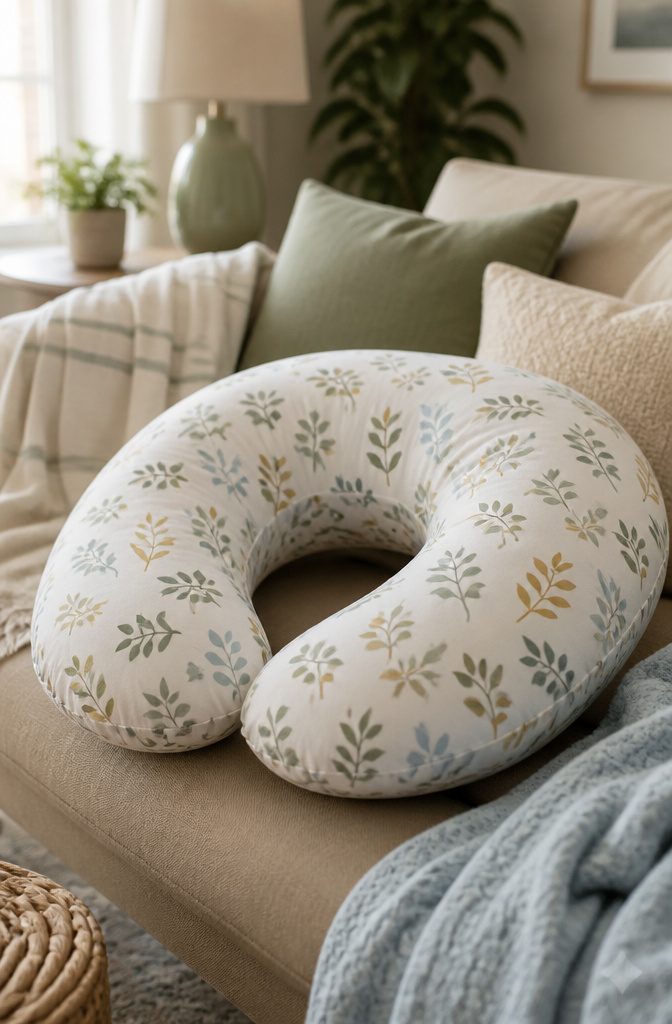 20 Baby Accessories Must Have Items for New Parents (2026) 17 A Boppy Pillow placed on a nursery chair.