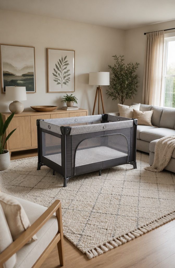 20 Baby Accessories Must Have Items for New Parents (2026) 4 A Pack 'n Play set up in a nursery for a baby.