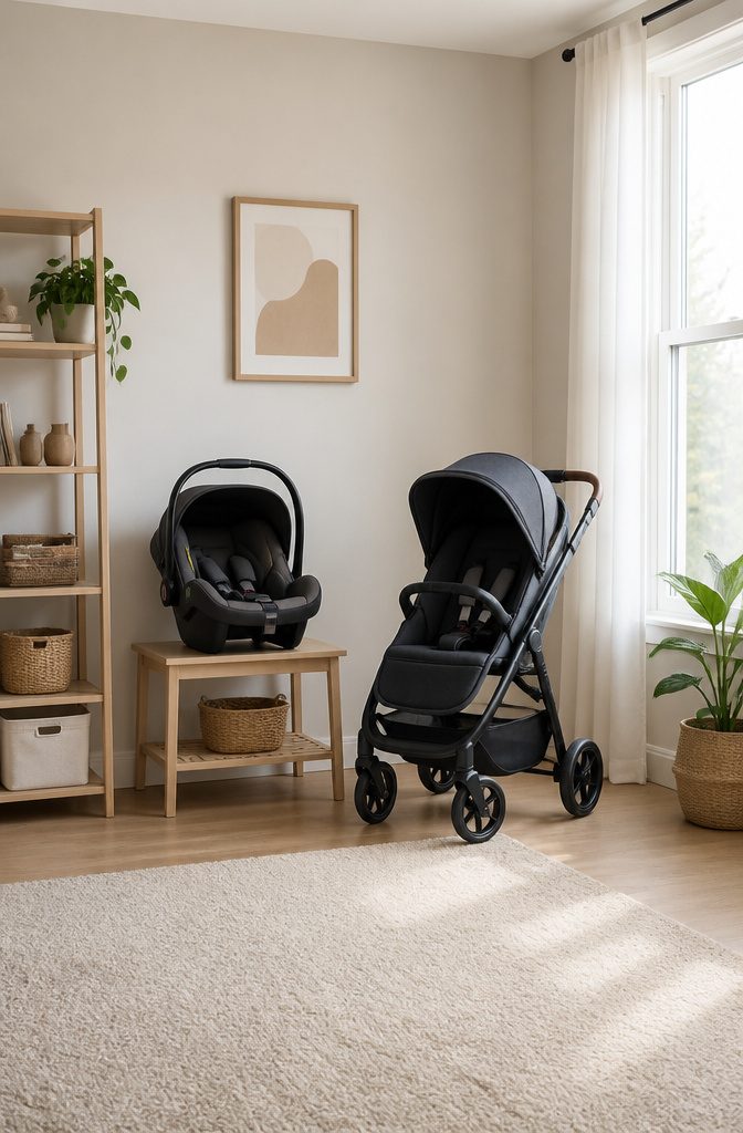 Baby Needs List: The Essential Checklist for Diapering to Baby's First Outings 7 A car seat installed in a vehicle for infant safety.