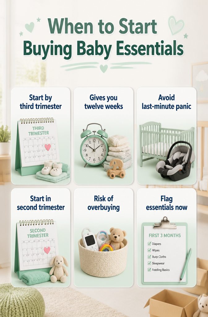 Baby Needs List: The Essential Checklist for Diapering to Baby's First Outings 9 A calendar marked with weeks of pregnancy and baby shopping.