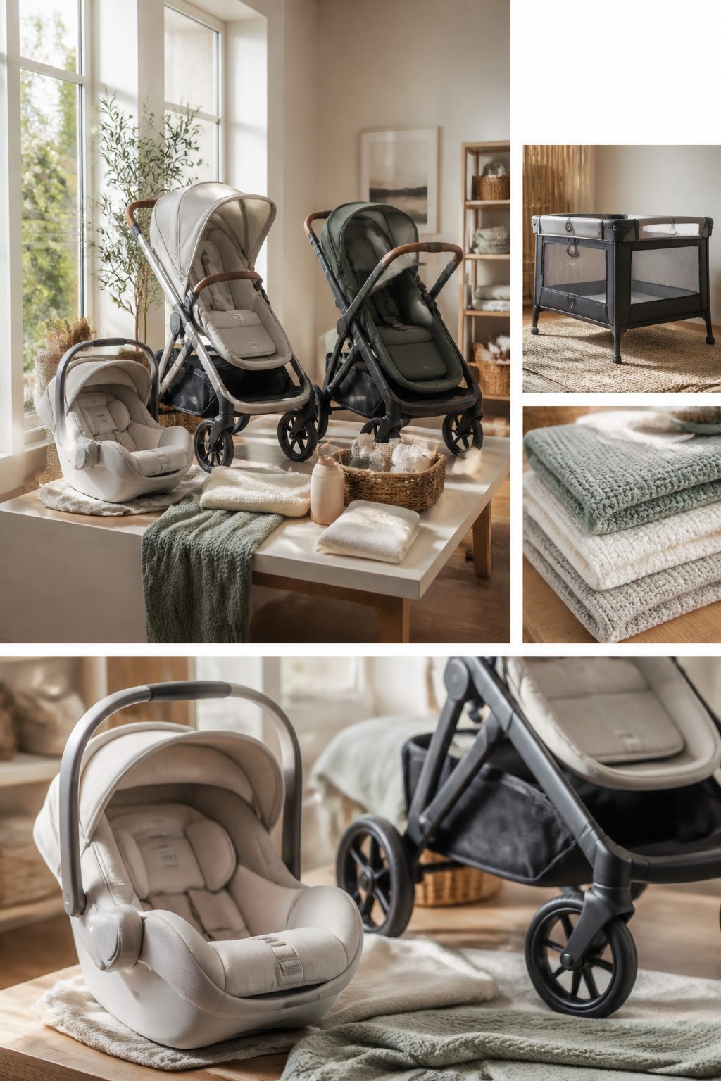 Two different stroller models displayed for comparison.