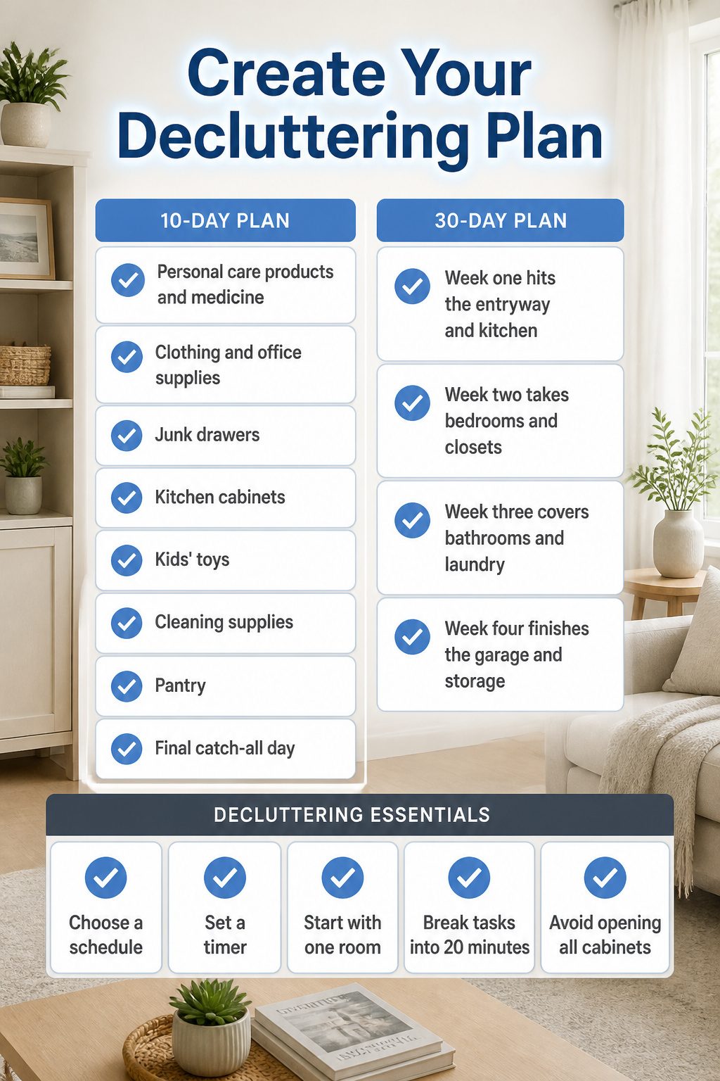 An information image titled 'Create Your Decluttering Plan'.
