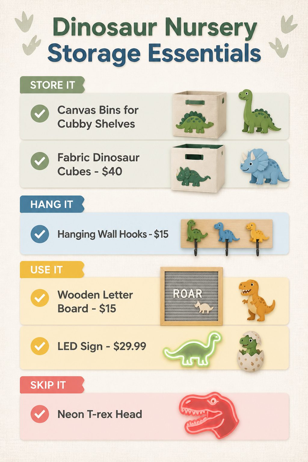 10 Dinosaur Themed Nursery Ideas Built From Shop-and-Make Research 12 Dinosaur nursery storage essentials displayed in a nursery.