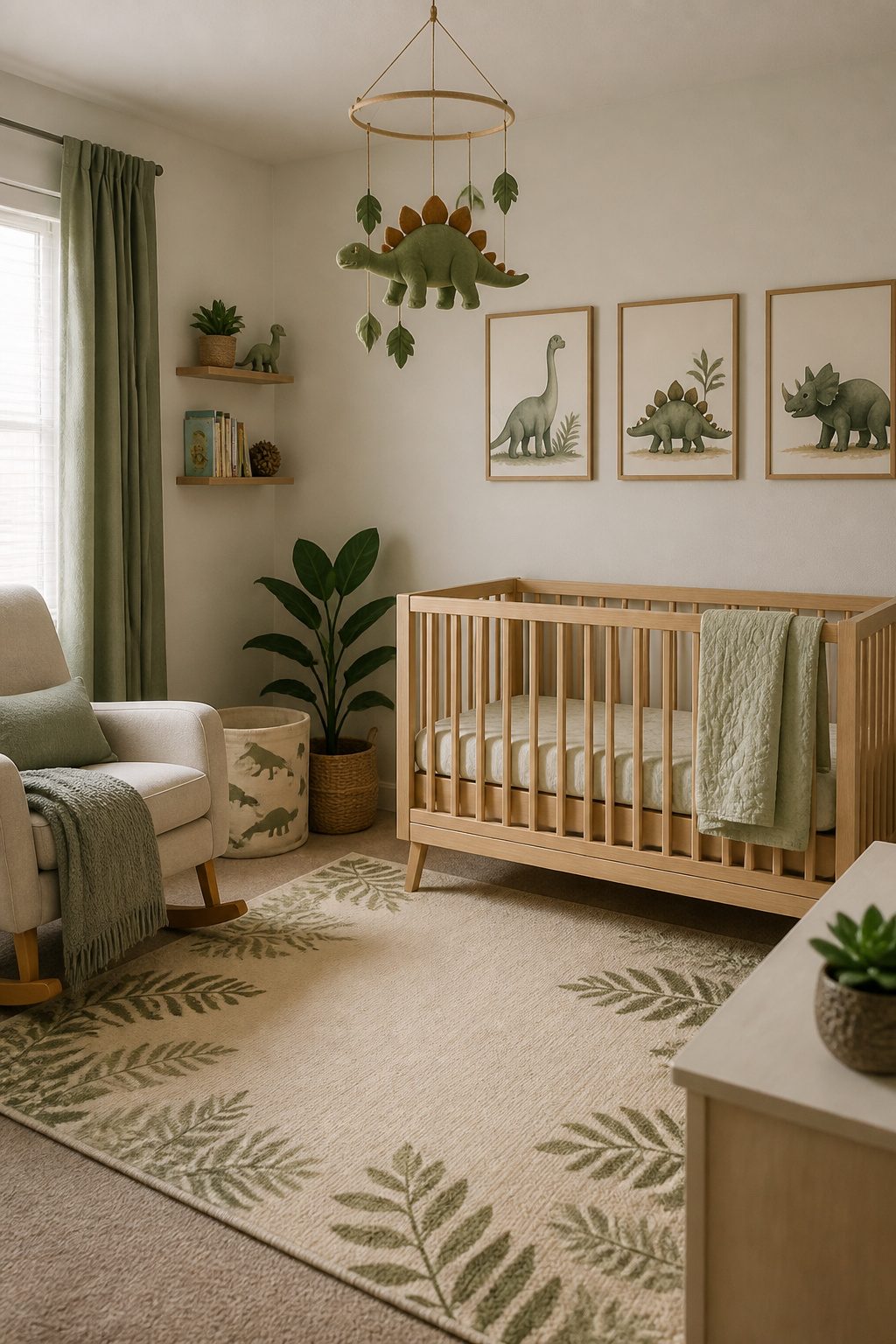 10 Dinosaur Themed Nursery Ideas Built From Shop-and-Make Research 14 A dinosaur-themed nursery with playful decor and soft colors.