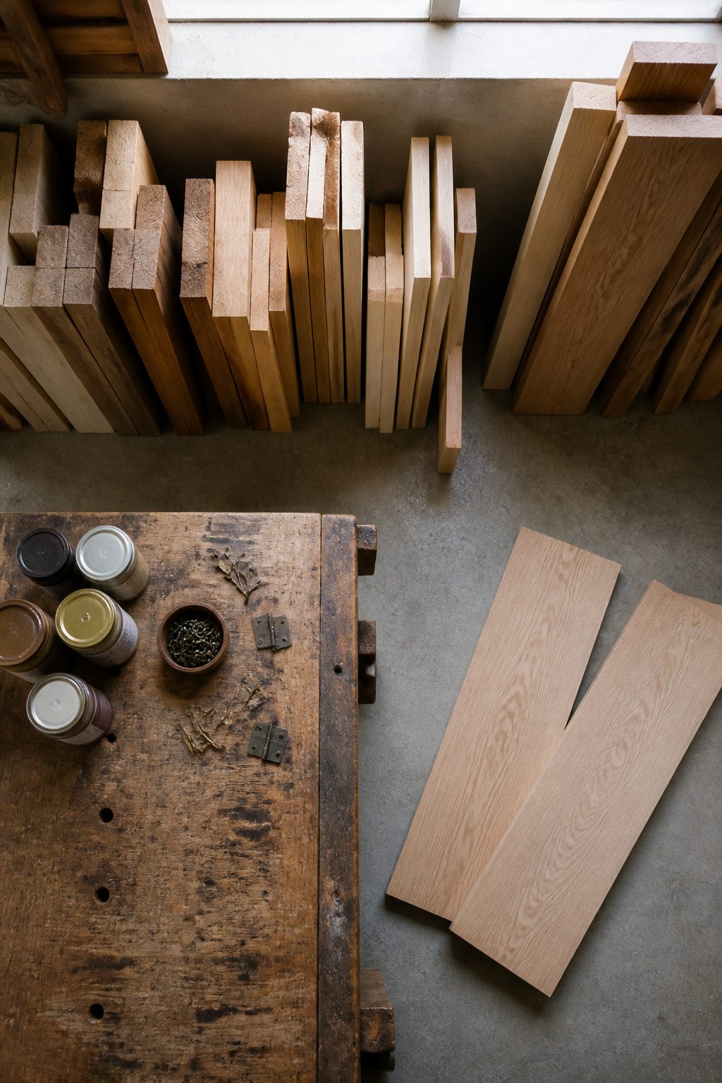 DIY Entryway Bench: How to Build One in 6 Steps (2026) 2 Plywood and poplar boards arranged for building a bench.