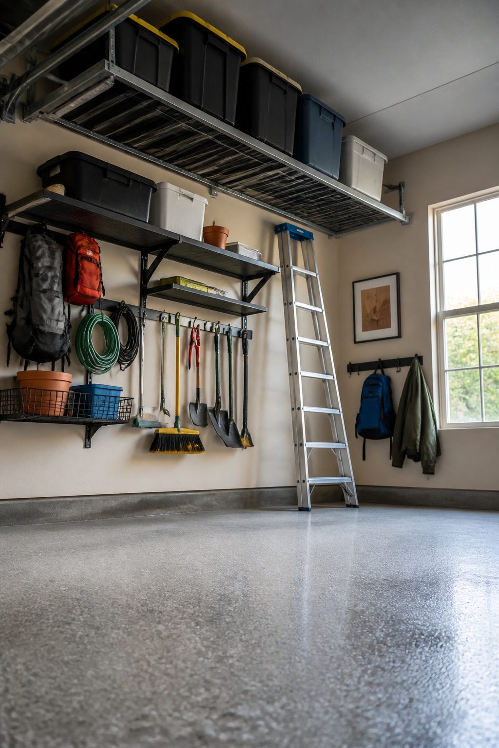 Garage Drop Zone: How to Plan and Build the Right Setup 4 Shelves and storage systems mounted on garage walls.