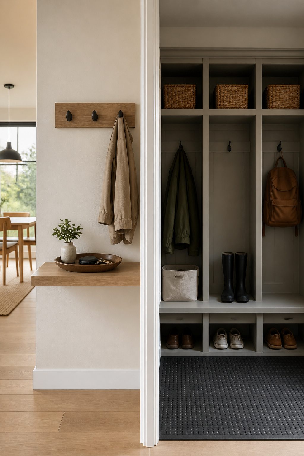 What Is a Drop Zone in a House? 6 Practical Ideas for 2026 7 A drop zone with various items including bags, keys, and leashes.
