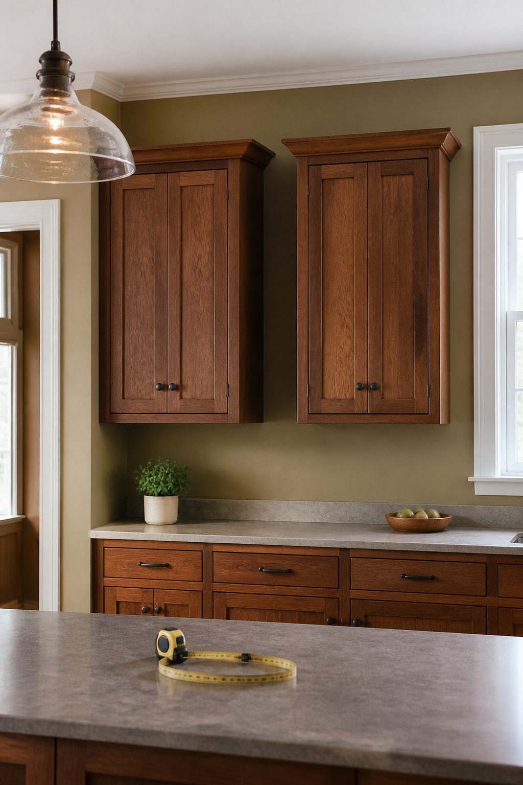 Extending Kitchen Cabinets to the Ceiling: A Complete Guide 1 Kitchen showing upper cabinets against an 8-foot ceiling with a gap above.