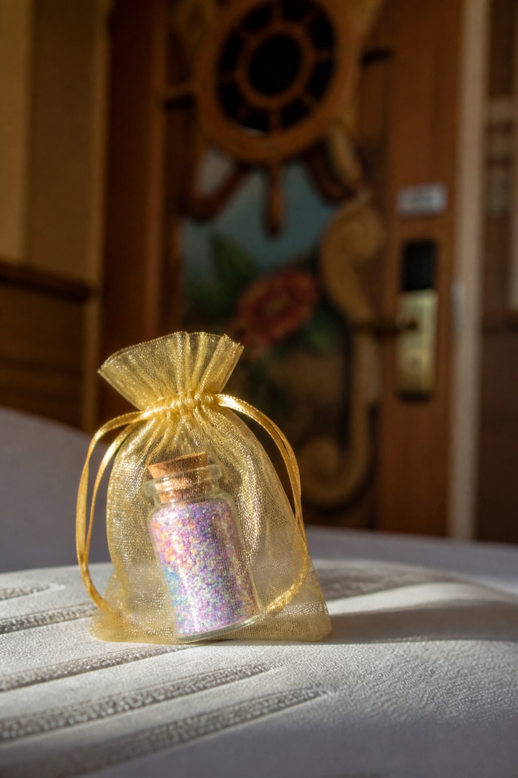 Fish Extender Gift Ideas for Disney Cruise Line (2026) 6 Small vials of glitter, resembling pixie dust, in gold pouches.