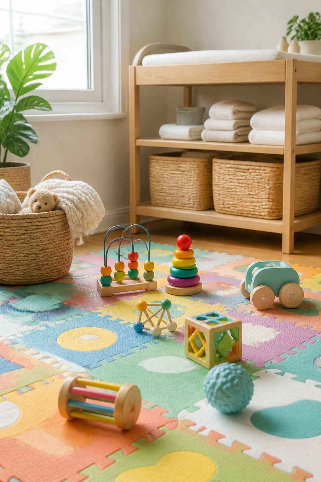 Force of Nature Cleaner Review: What It Cleans and What It Does Not 7 Nursery corner with baby toys and play mat cleaned using Force of Nature.