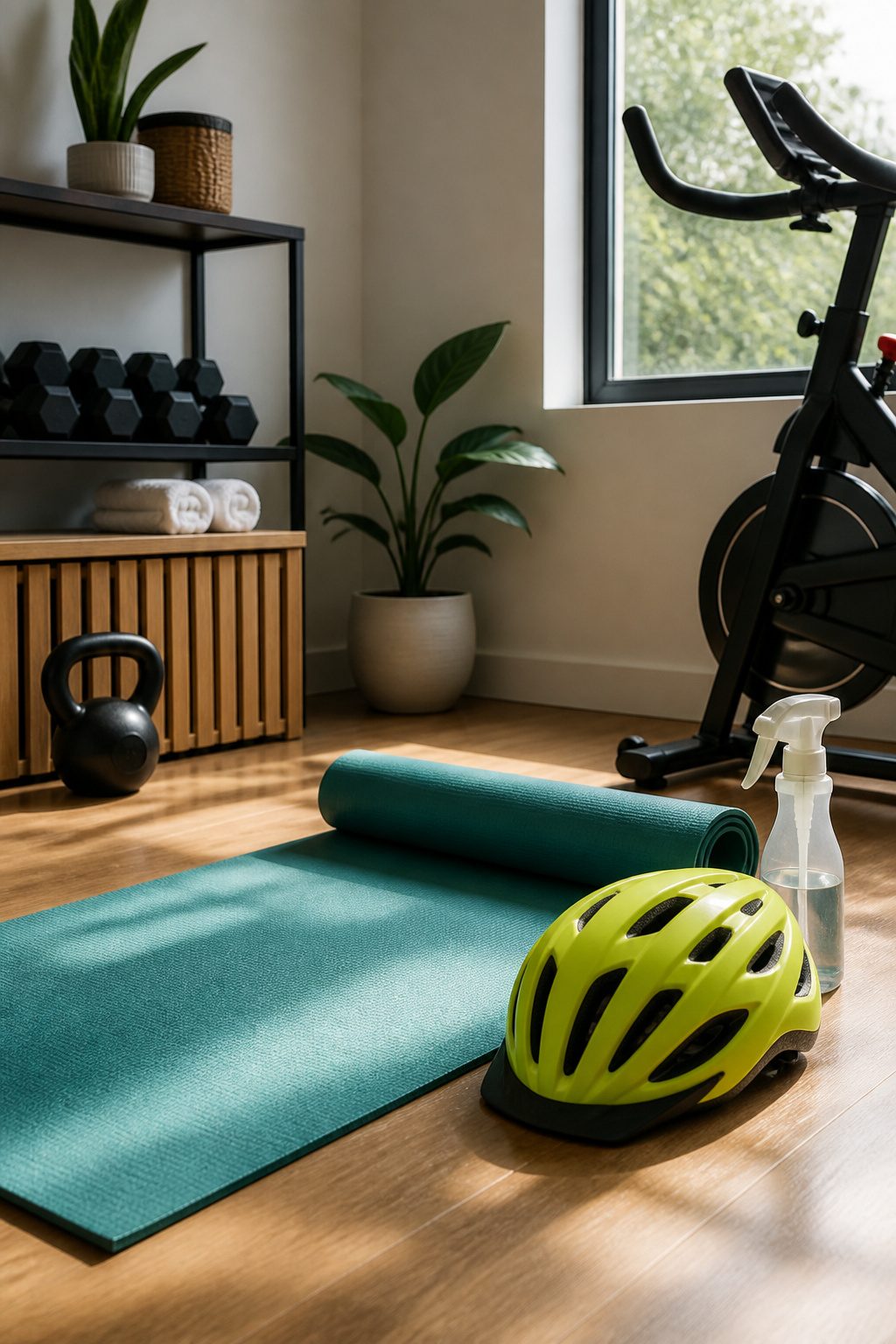 Force of Nature Cleaner Review: What It Cleans and What It Does Not 9 Home gym corner with cleaned sports gear treated with Force of Nature.