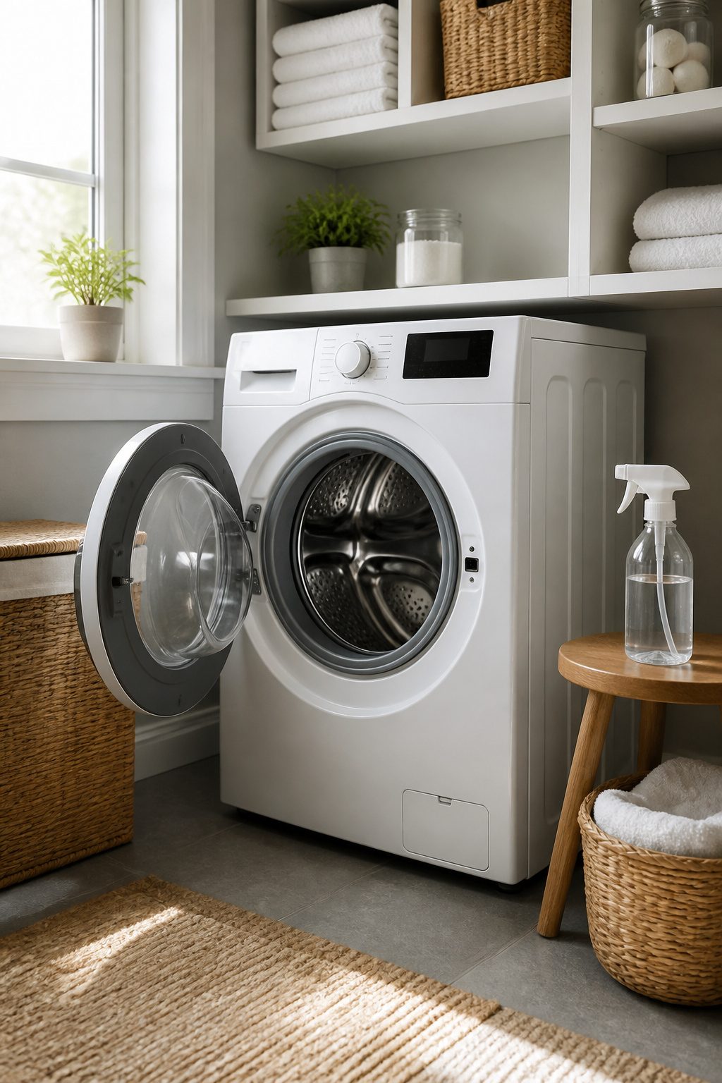 Force of Nature Cleaner Review: What It Cleans and What It Does Not 11 Washing machine in a laundry room treated with Force of Nature cleaner.