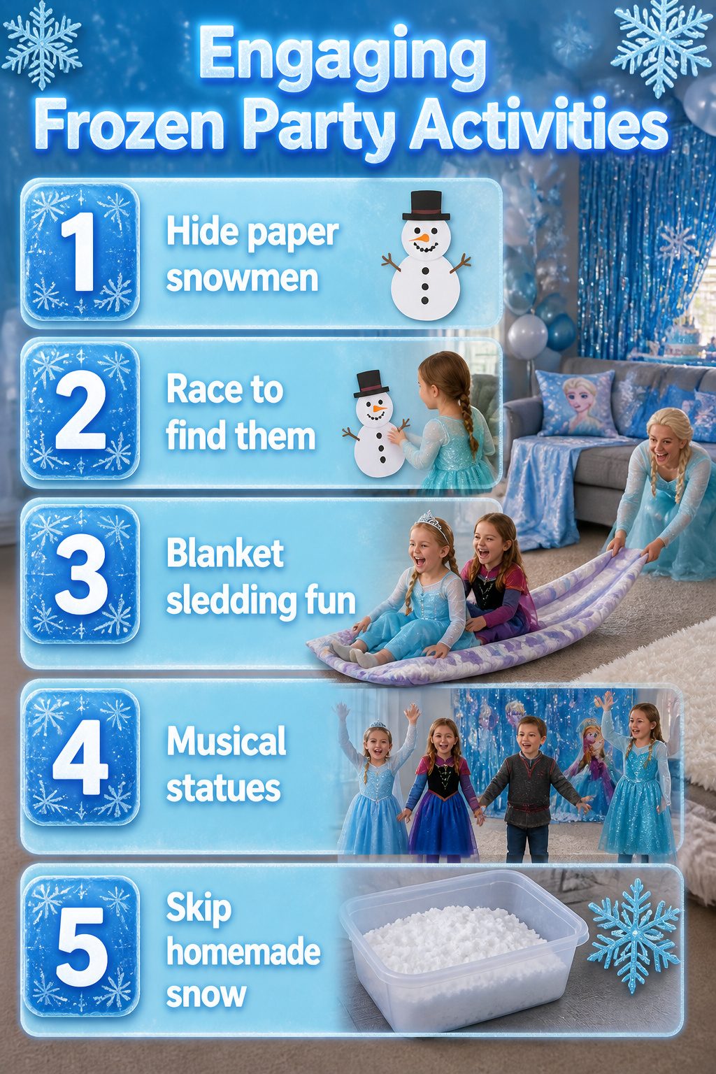 Frozen Themed Birthday Party: Your Complete 2026 Guide 4 Children participating in various Frozen-themed party games.