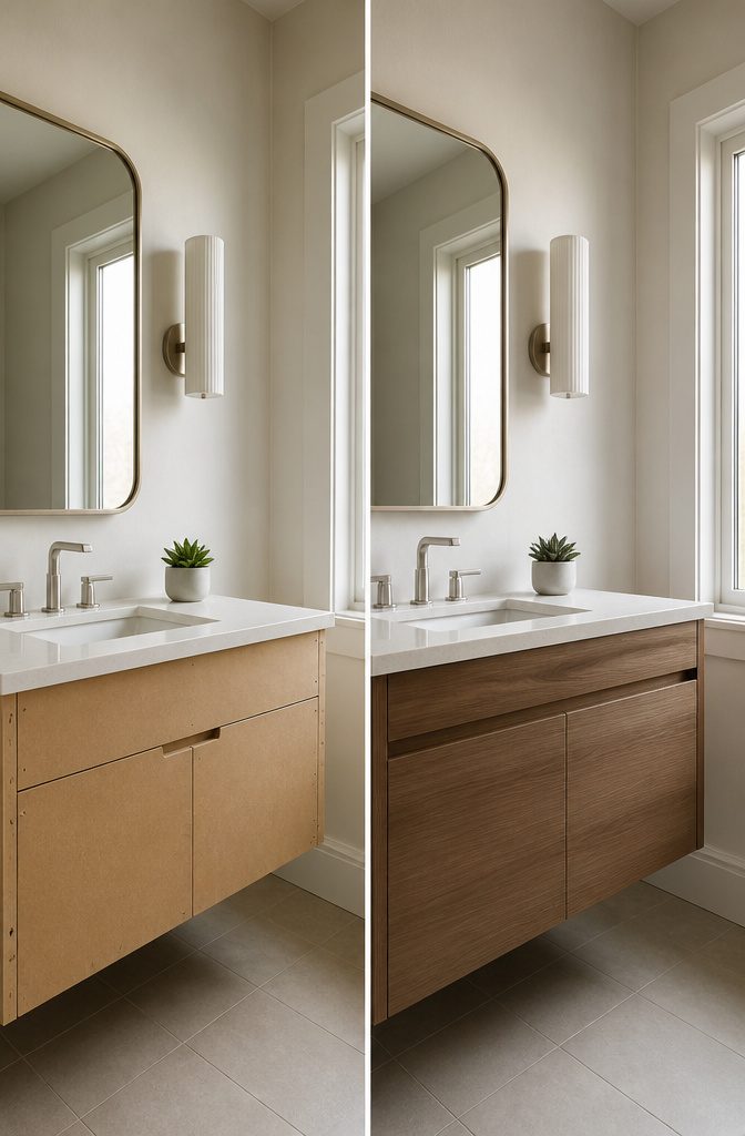Powder Room Vanity Styles, Sizes & Storage: A Complete Guide 1 Different styles of powder room vanities in various designs.