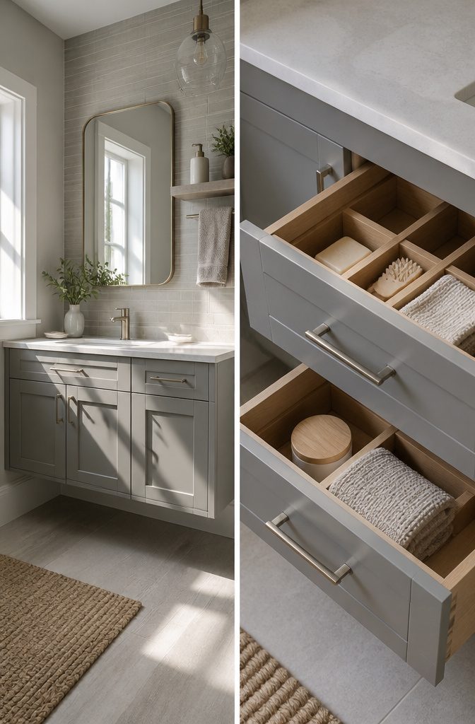 Powder Room Vanity Styles, Sizes & Storage: A Complete Guide 3 A powder room vanity with limited storage options.
