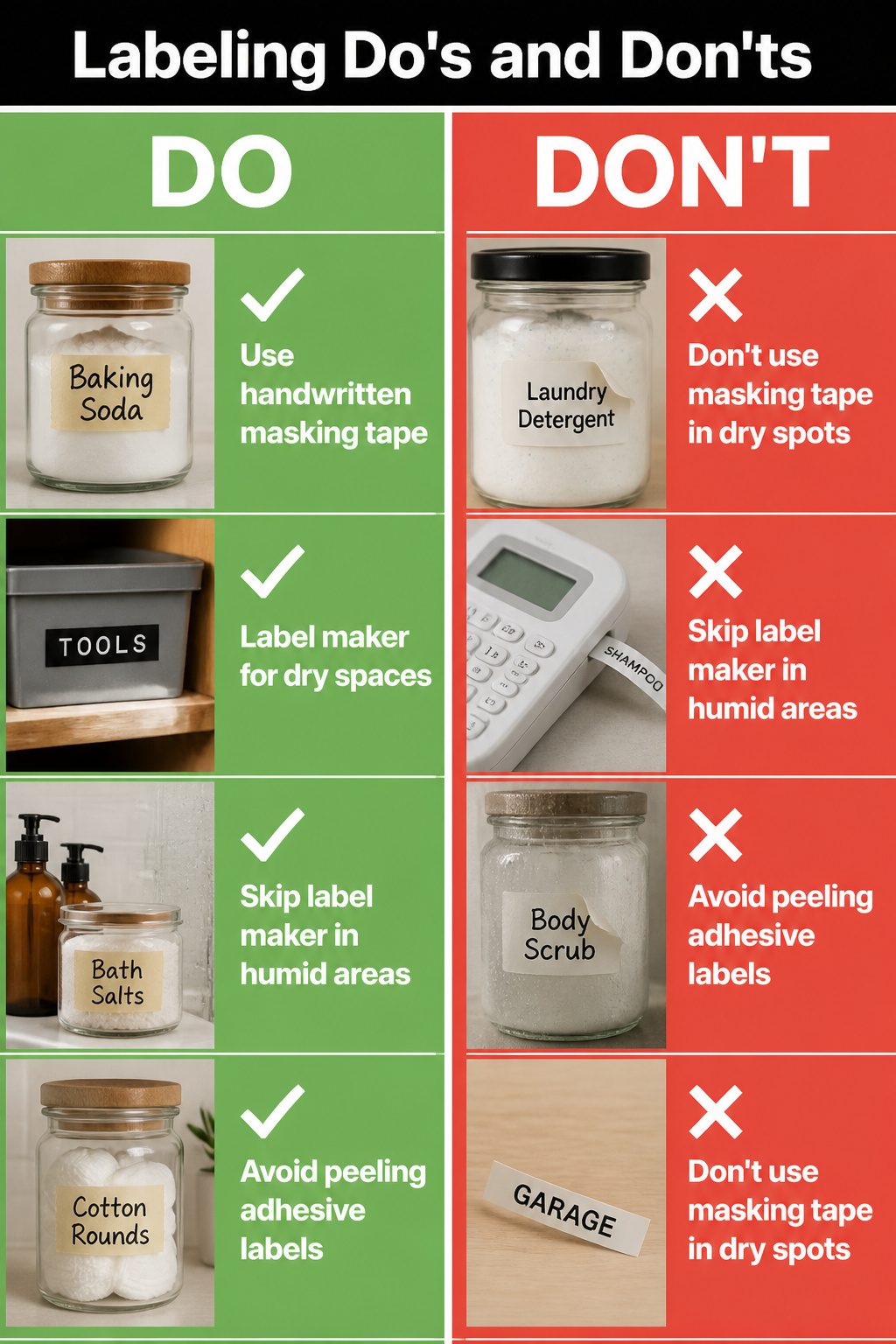 Home Organization Products for Every Room and Closet in 2026 18 An experiment showing different labels tested on glass jars.