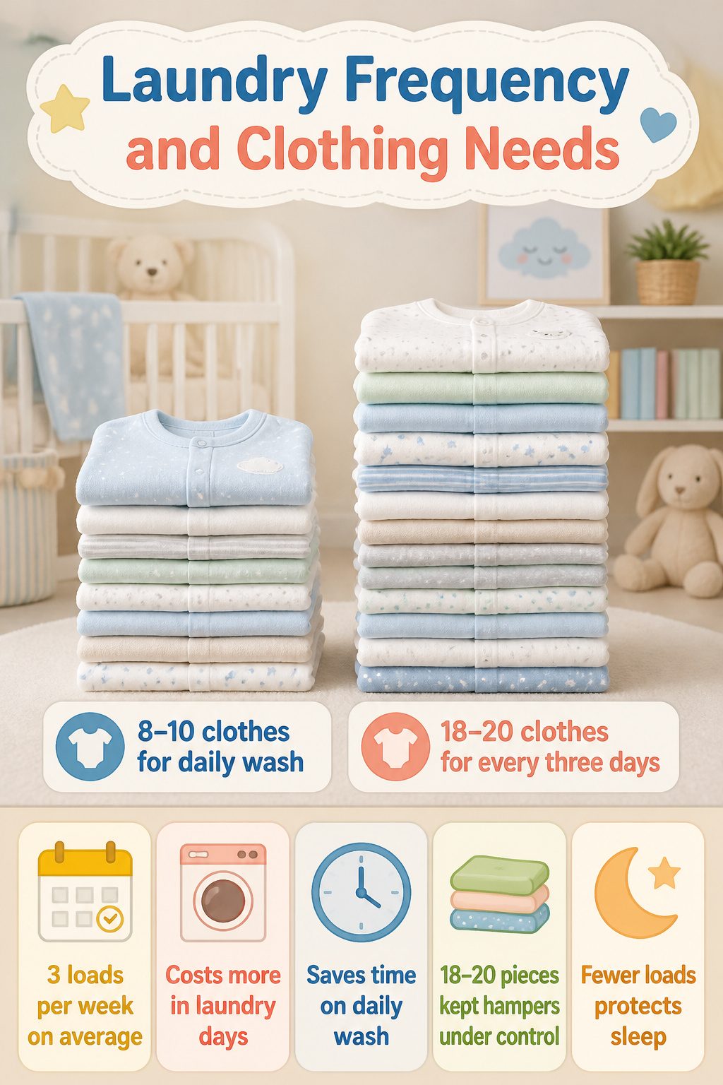 An information graphic about laundry frequency and clothing needs.
