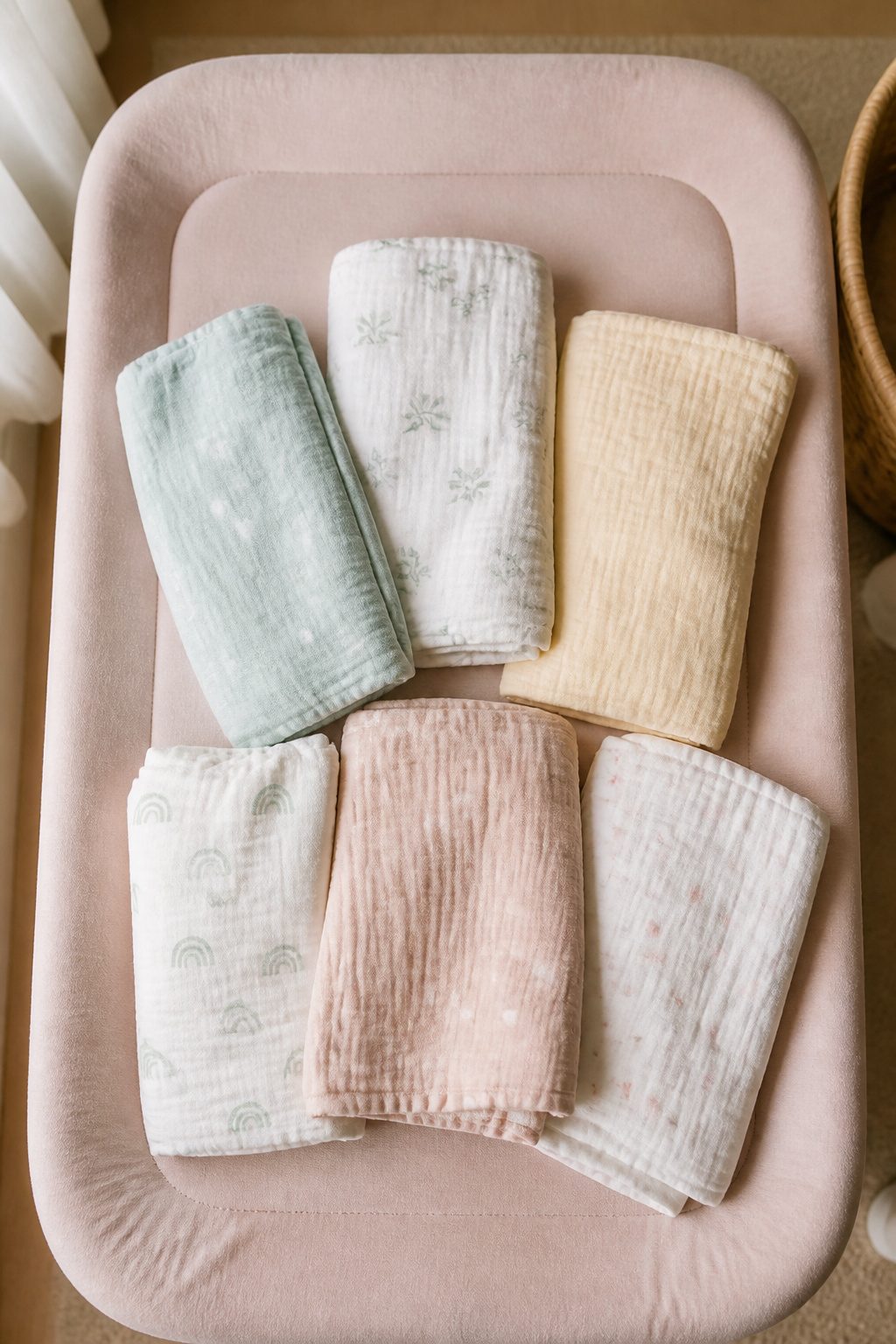 A photograph for an article about how many swaddle blankets are needed.