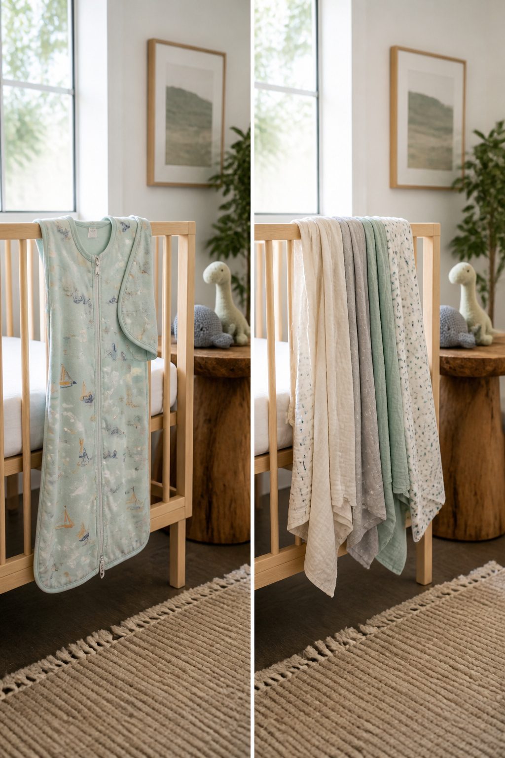 A photo of a two-in-one swaddle blanket designed for versatility.