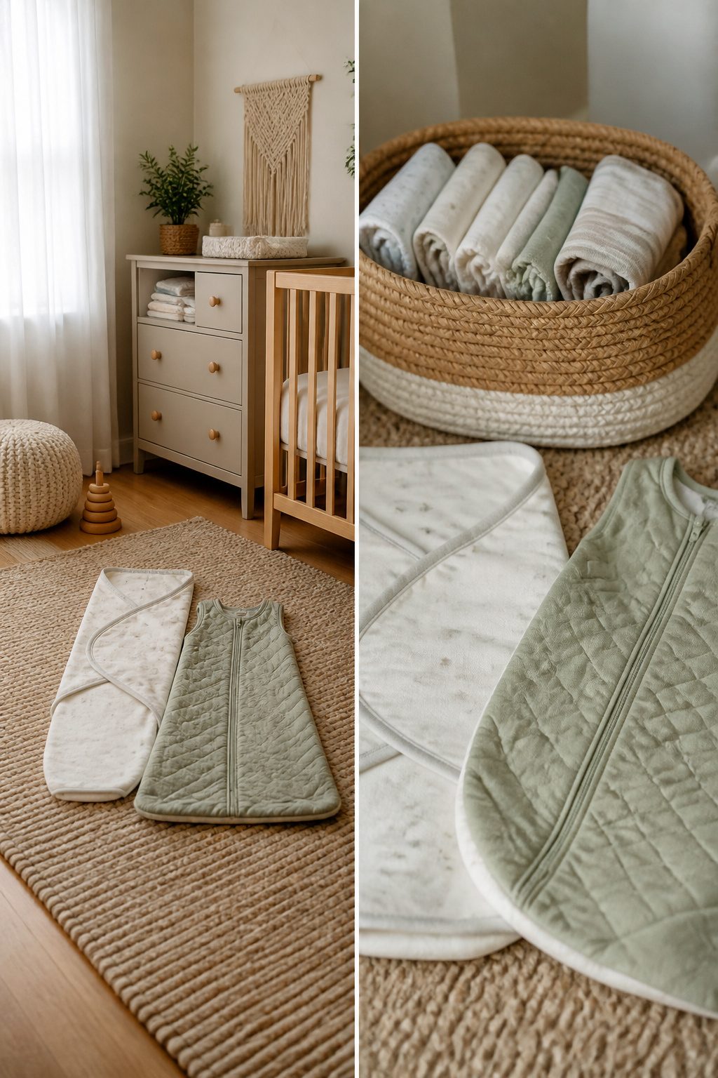 A photo illustrating the transition process from swaddling.