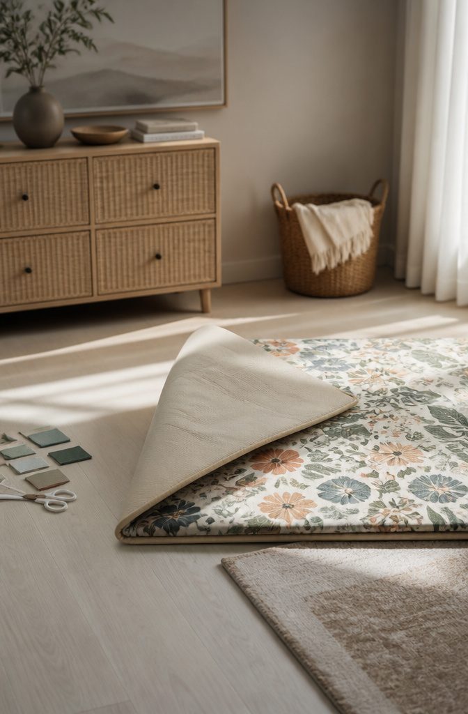 Lily & River play mat with vibrant and muted patterns.