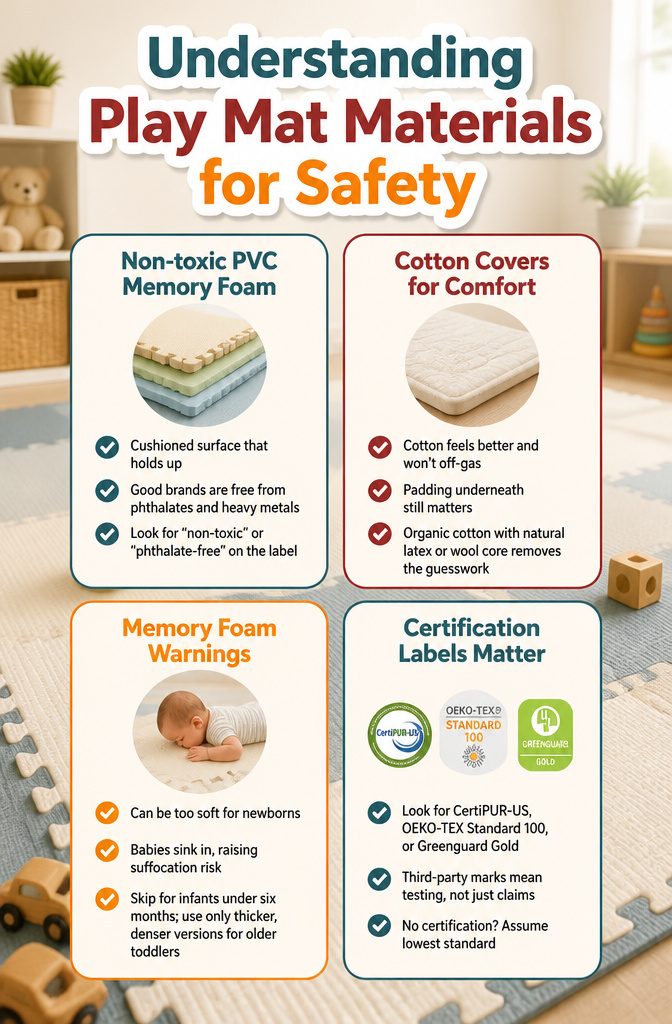 Graphic detailing materials used in kids room play mats.