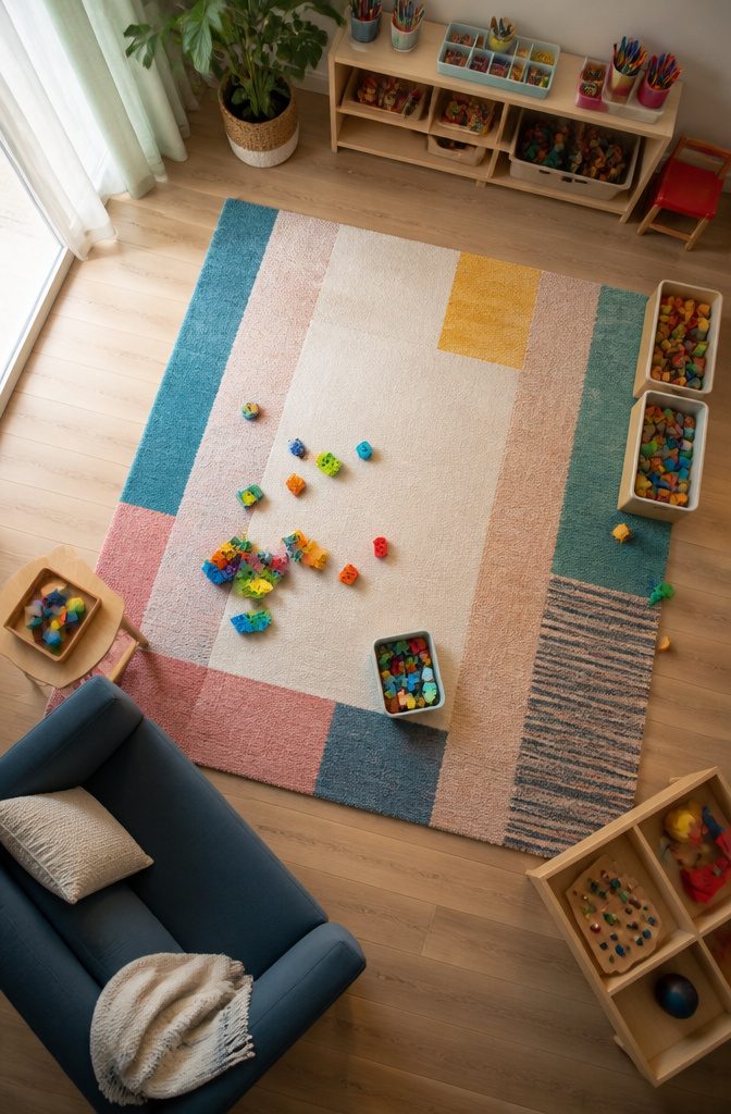 12 Kids Room Playroom Ideas That Grow With Your Family 3 Various storage solutions and open play areas in a kids' room.