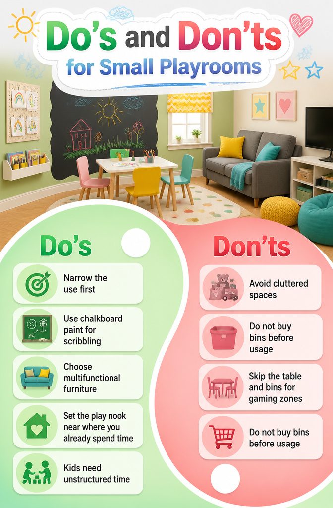12 Kids Room Playroom Ideas That Grow With Your Family 15 A small playroom with organized storage and minimal furniture.