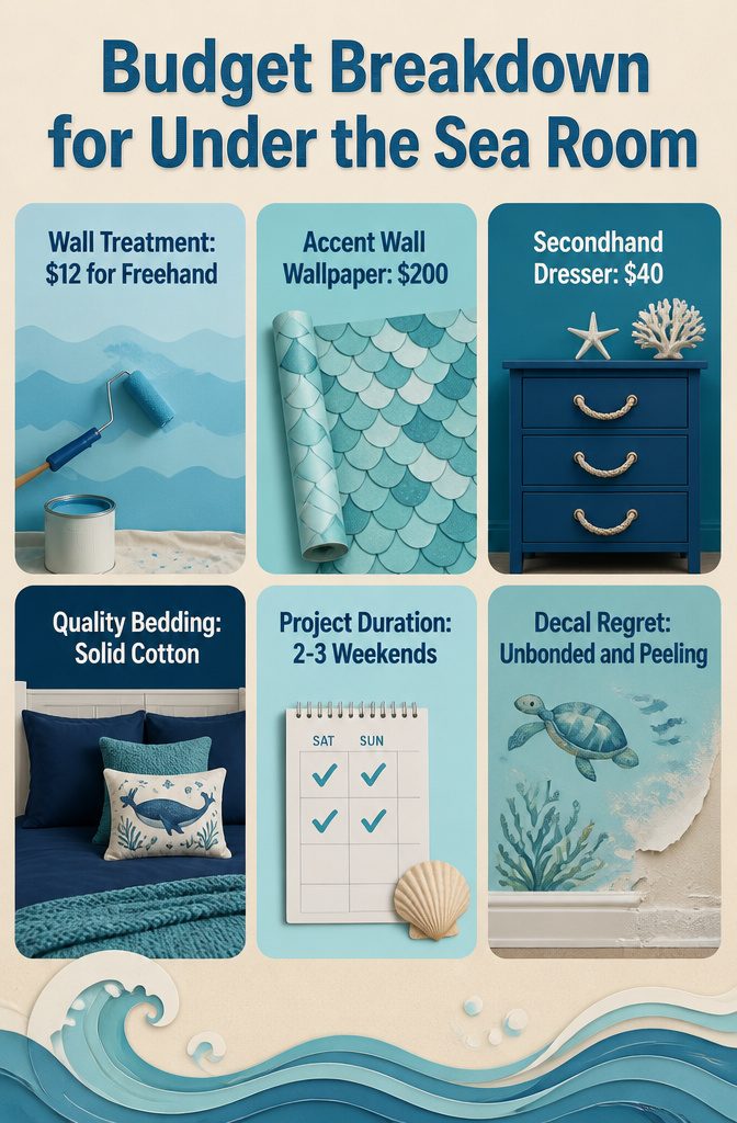 A budget breakdown chart for decorating a kids room.