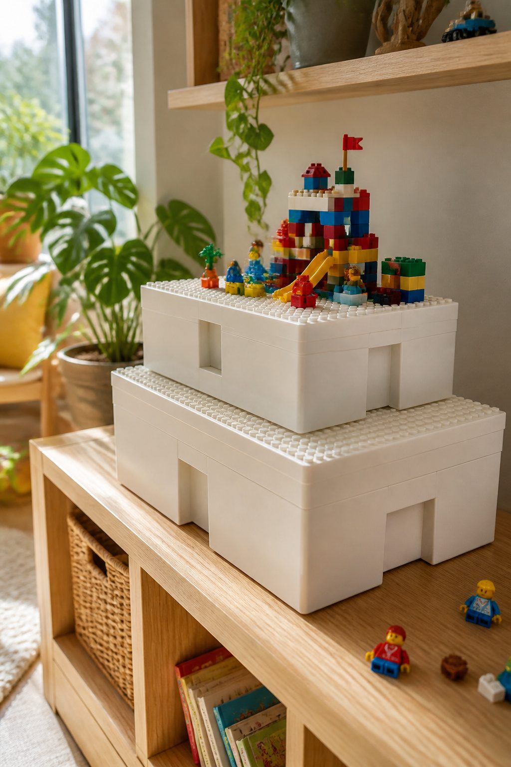 10 LEGO Storage Ideas for Real Collections in 2026 6 BYGGLEK boxes with stud-covered lids designed for LEGO storage and play.