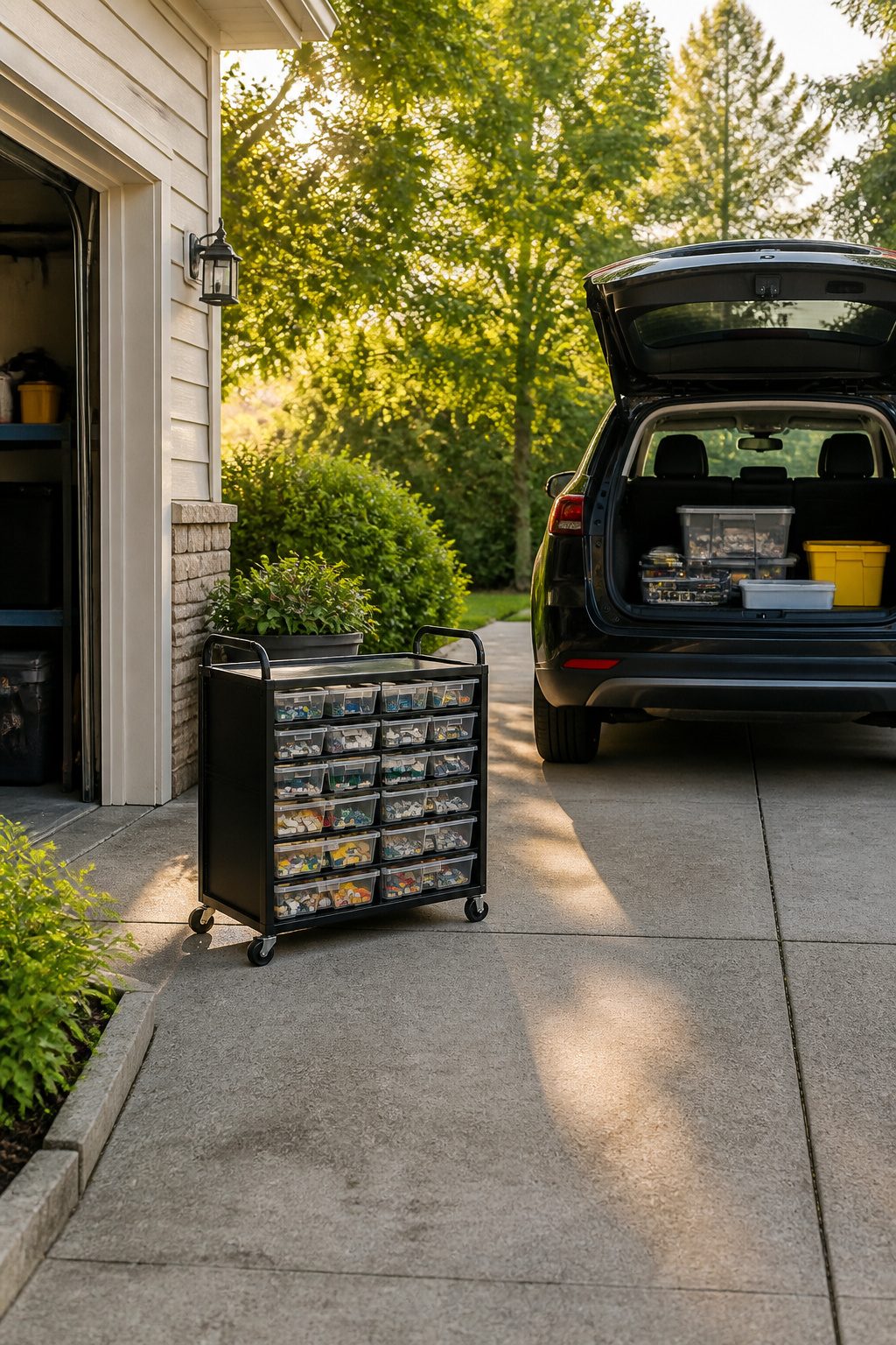 10 LEGO Storage Ideas for Real Collections in 2026 13 A tall rolling cart with multiple drawers for LEGO storage in transit.