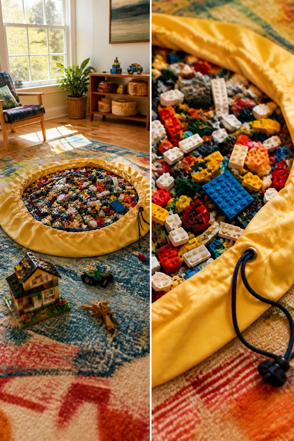 10 LEGO Storage Ideas for Real Collections in 2026 5 A large Swoop Bag laid out flat with LEGO bricks scattered on top.