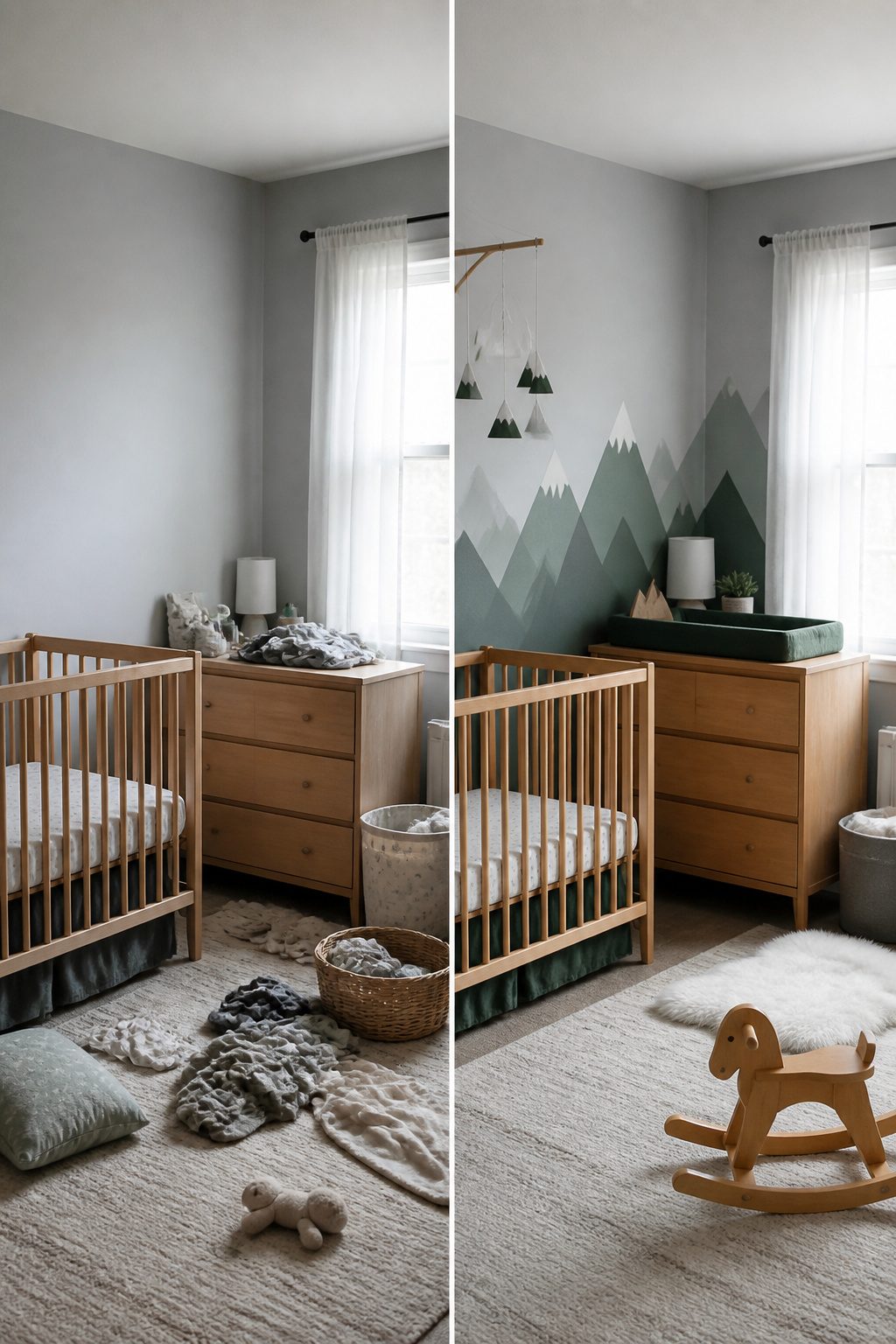 A selection of paint colors for a mountain themed nursery.
