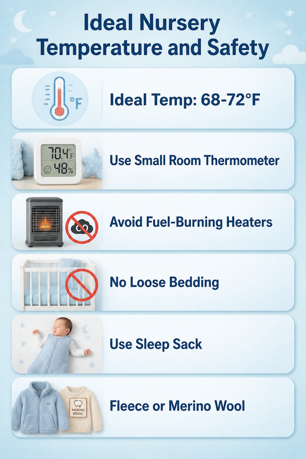 Room thermometer displaying ideal nursery temperature.