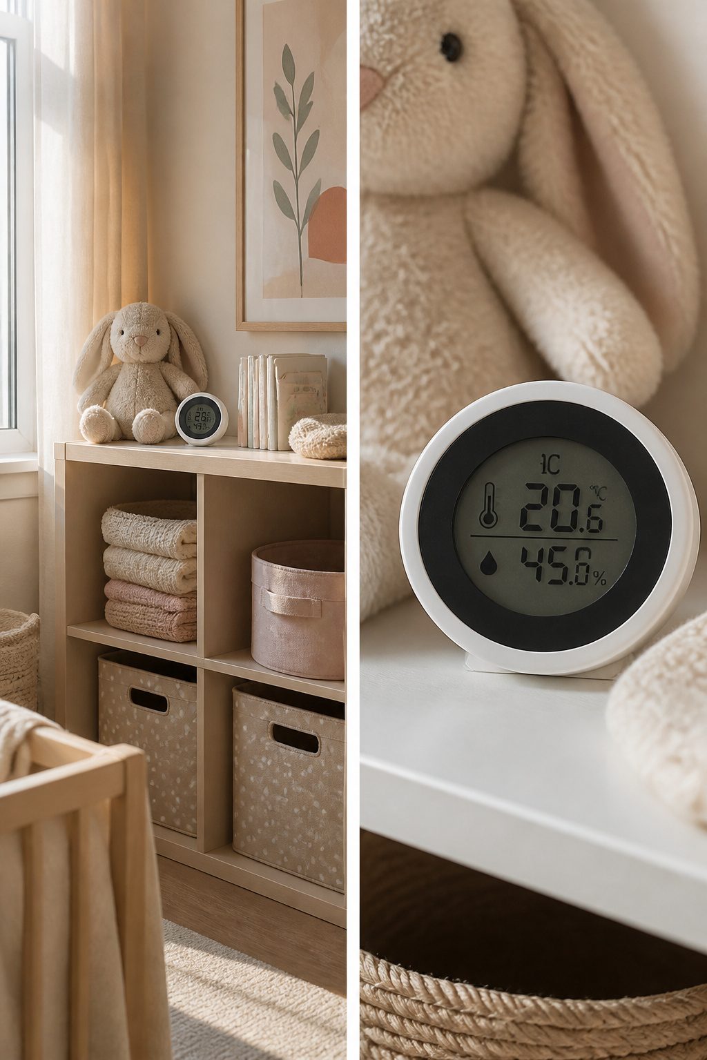 Room thermometer and baby thermometer displayed together.