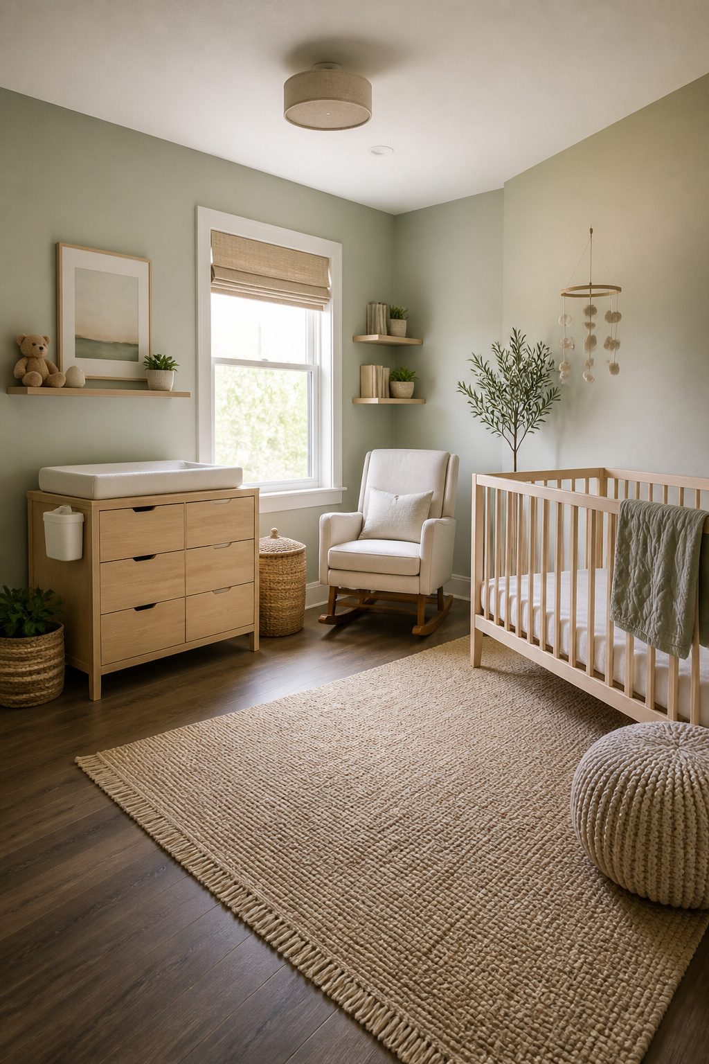 A nursery with a compact changing station in a closet.