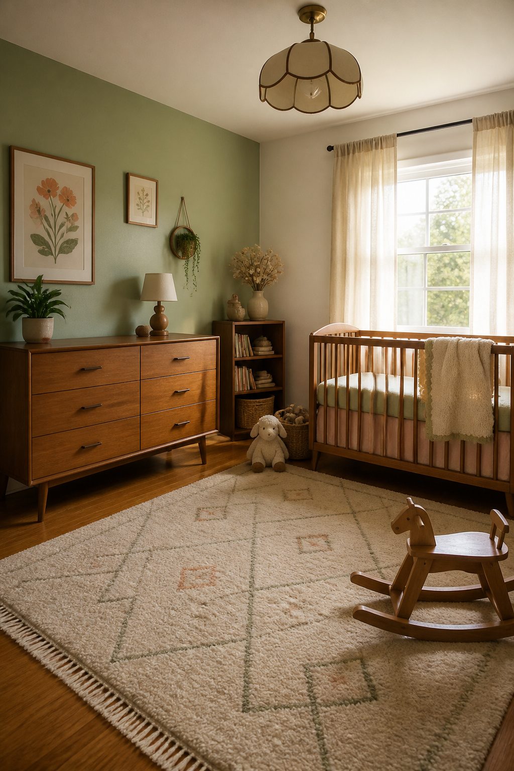 A nursery filled with vintage decor and soft natural light.