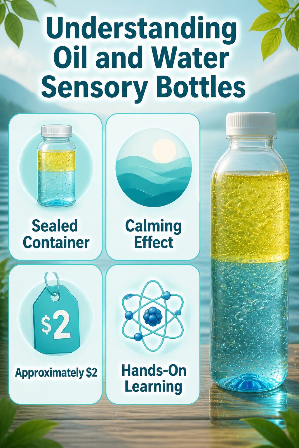 Oil and Water Sensory Bottle: A Complete DIY Guide for 2026 1 An information image about oil and water sensory bottles.