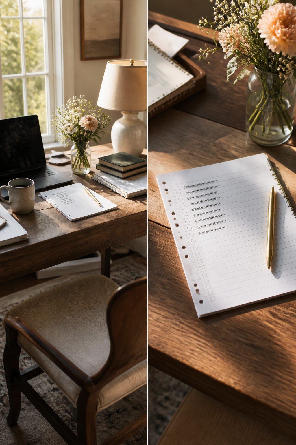 A scrap of paper listing tasks on a kitchen counter.