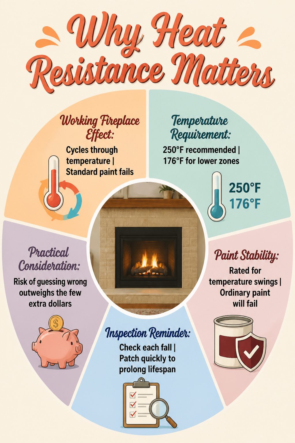 Chart explaining the importance of heat resistance in paint for tiles.