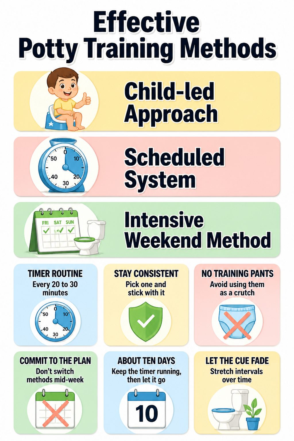 An information image outlining effective potty training methods.