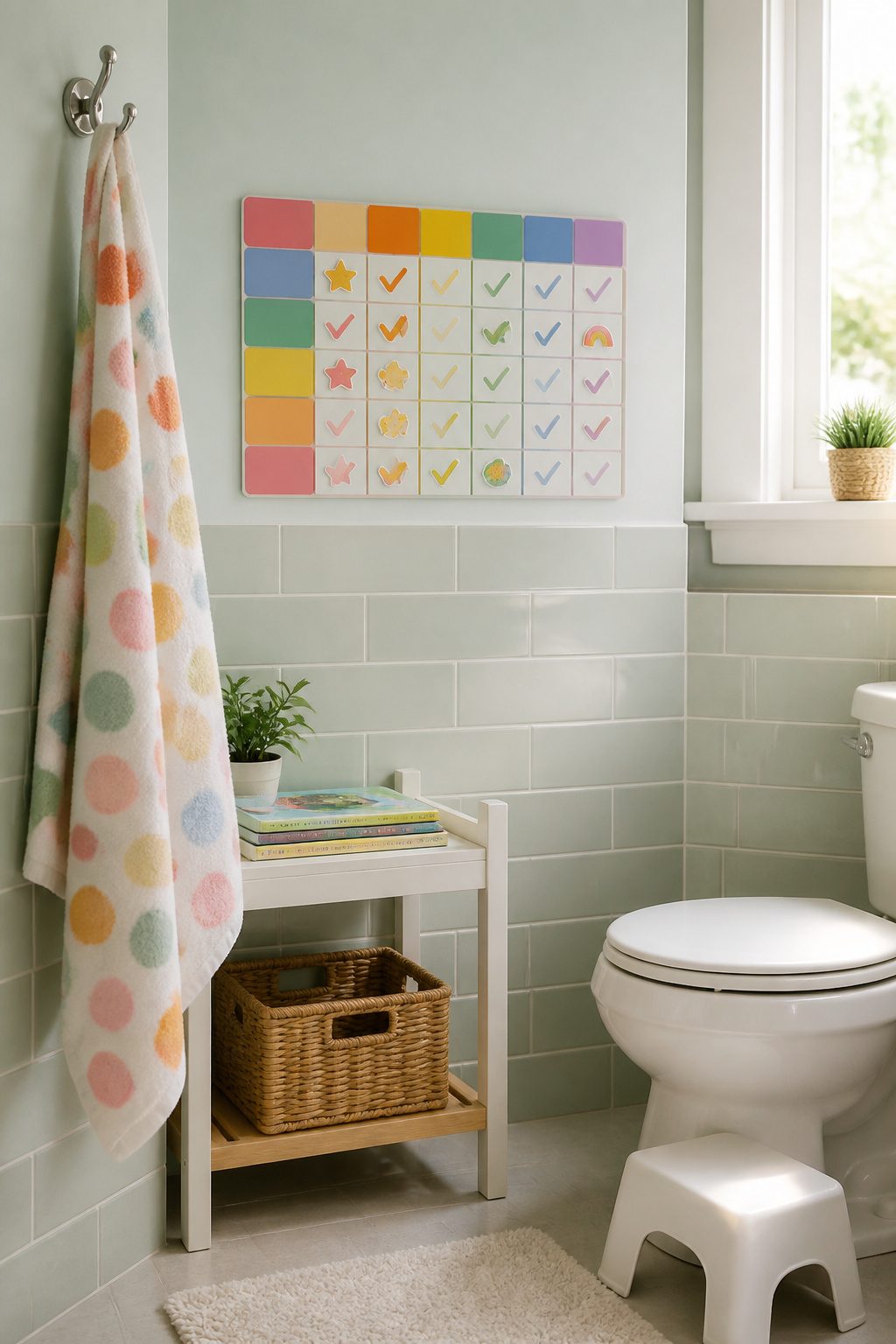 A well-organized weekly progress potty chart with stickers.