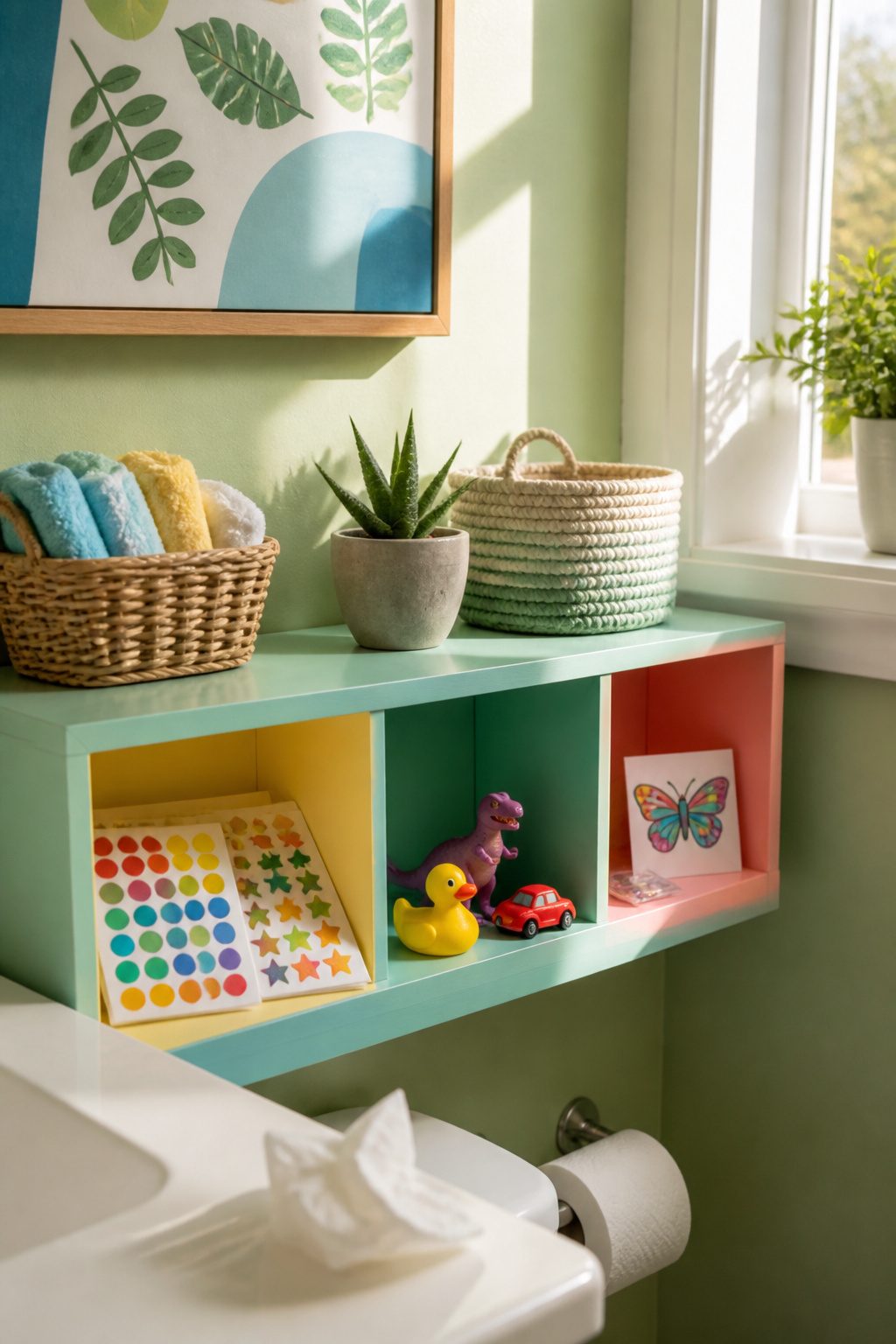 A collection of small toys and stickers for potty training rewards.