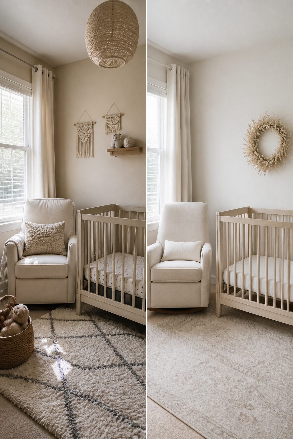 10 Small Nursery Ideas That Save Space in 2026 11 A small nursery painted in soft warm white and light gray.