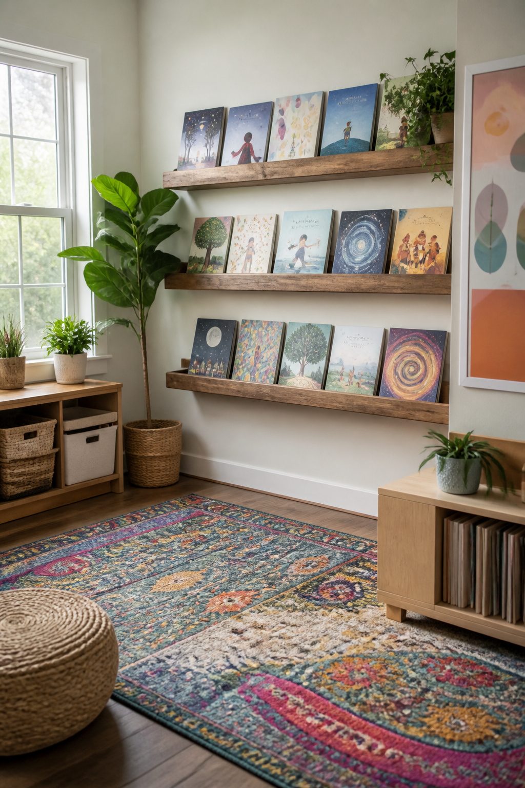 Reading corner filled with diverse social emotional learning books on display.