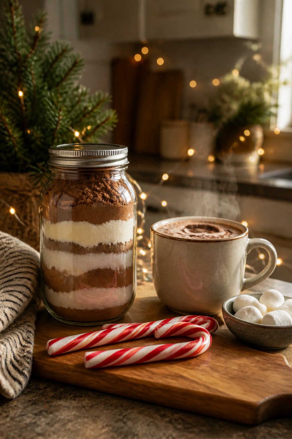 What to Put in a Christmas Eve Box: 15 Ideas for 2026 4 Layered hot chocolate mix in a jar with peppermint sticks.