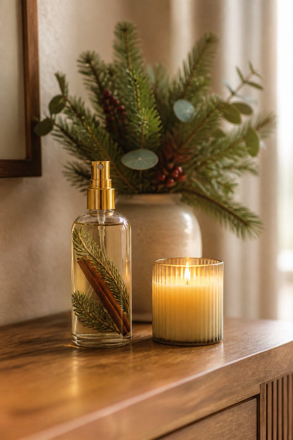 What to Put in a Christmas Eve Box: 15 Ideas for 2026 14 A candle and room spray with holiday scents on display.