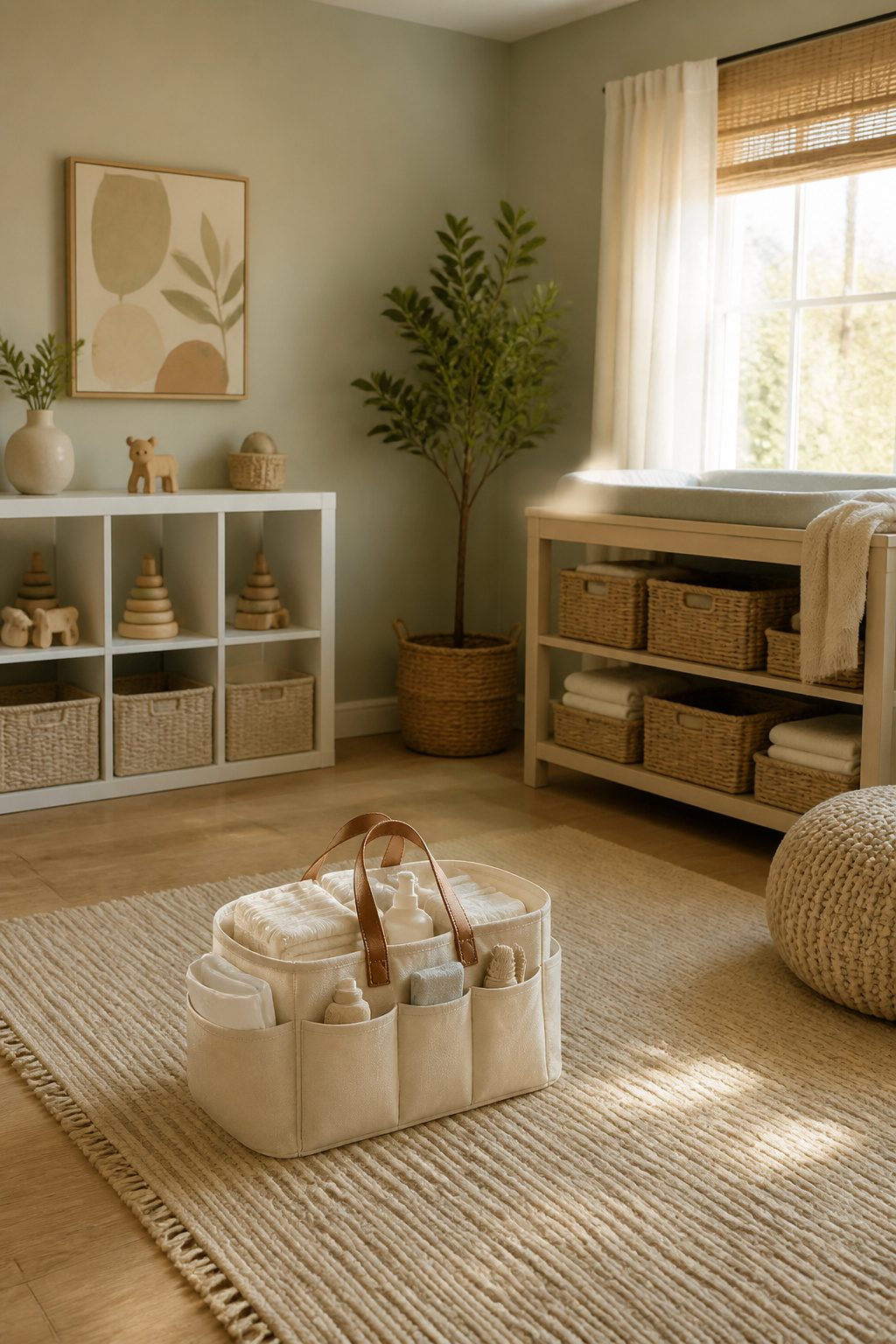 A well-organized diaper caddy filled with baby care essentials.